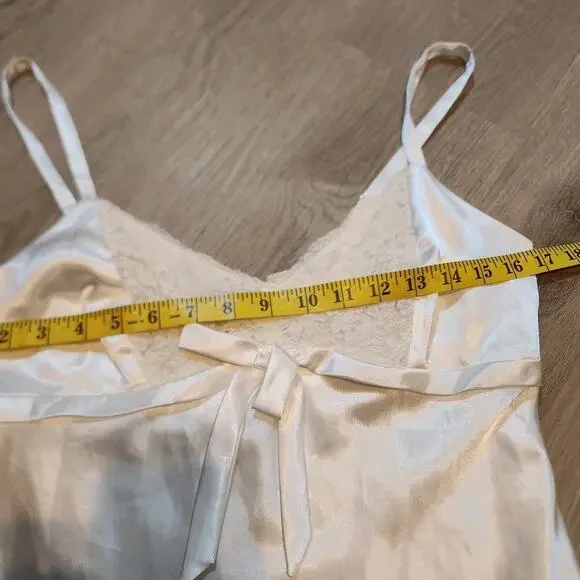 Jones New York Women White Slip Nightgown Robe Medium Lace Trim Adjustable Bride - Picture 8 of 9